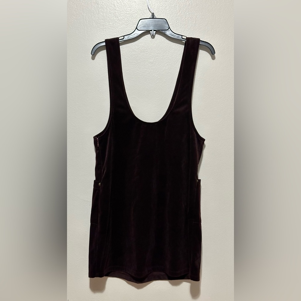 Anthropologie SAGE the Label Mini Dress Jumper Size L Velvet Corduroy Maroon Y2K - Picture 3 of 8